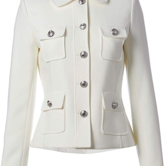 KARL LAGERFELD PARIS Pink Blazer with silver military style buttons - Picture 2 of 9